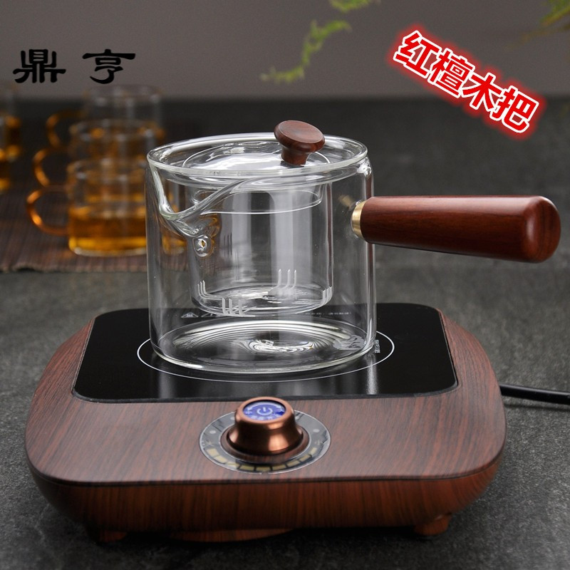 鼎亨侧把玻璃茶壶耐高温泡茶壶木把蒸煮茶壶电陶炉煮茶器家用茶具