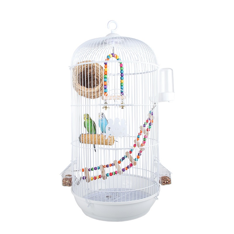 鹦鹉鸟笼虎皮玄凤八哥文鸟豪华别墅繁殖圆笼大号金属不锈钢鸟笼子高清大图