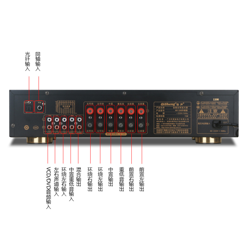 奇声AV-166大功率蓝牙家用5.1家庭影院功放机 专业AV重低音hifi家庭影院KTV音响音箱功放高清大图