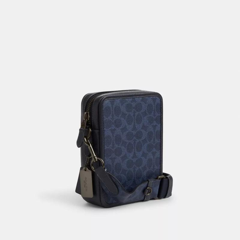 COACH/蔻驰多功能通勤邮差包男士斜挎包可调节防水商务帆布手提单高清大图