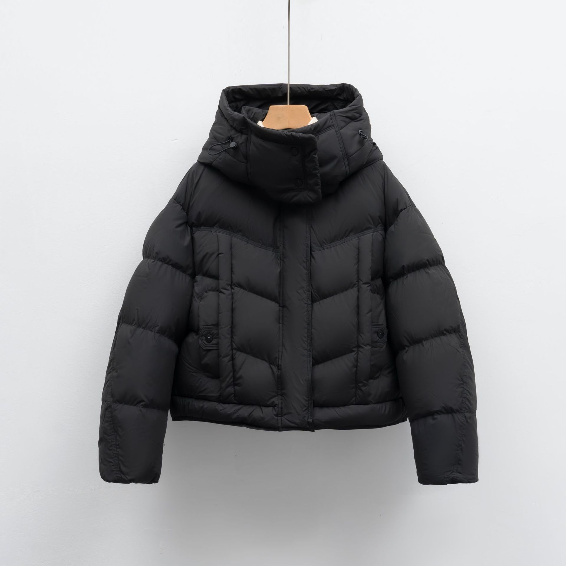 90绒新国标羽绒服女纯色加厚冬季短款鸭绒新款羽绒服_78524 黑色 L