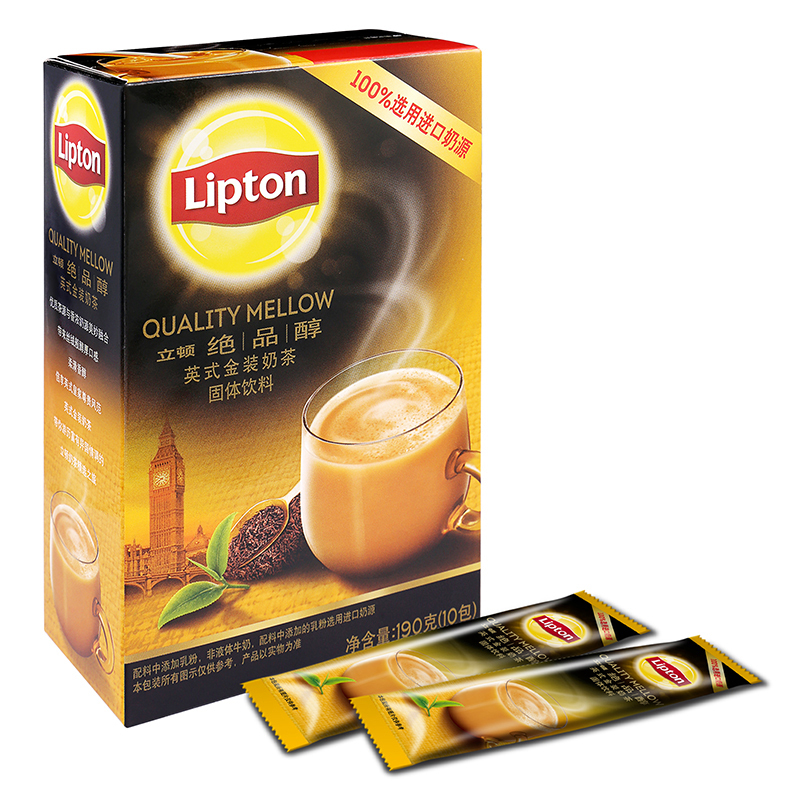立顿 甄选进口奶油 绝品醇英式金装奶茶S10 190g/盒*2盒