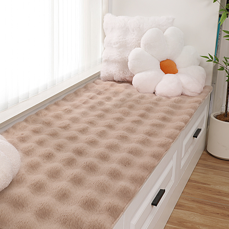 2024新款飘窗毯仿兔毛地毯奶油风四季通用客厅阳台垫子榻榻米坐垫高清大图