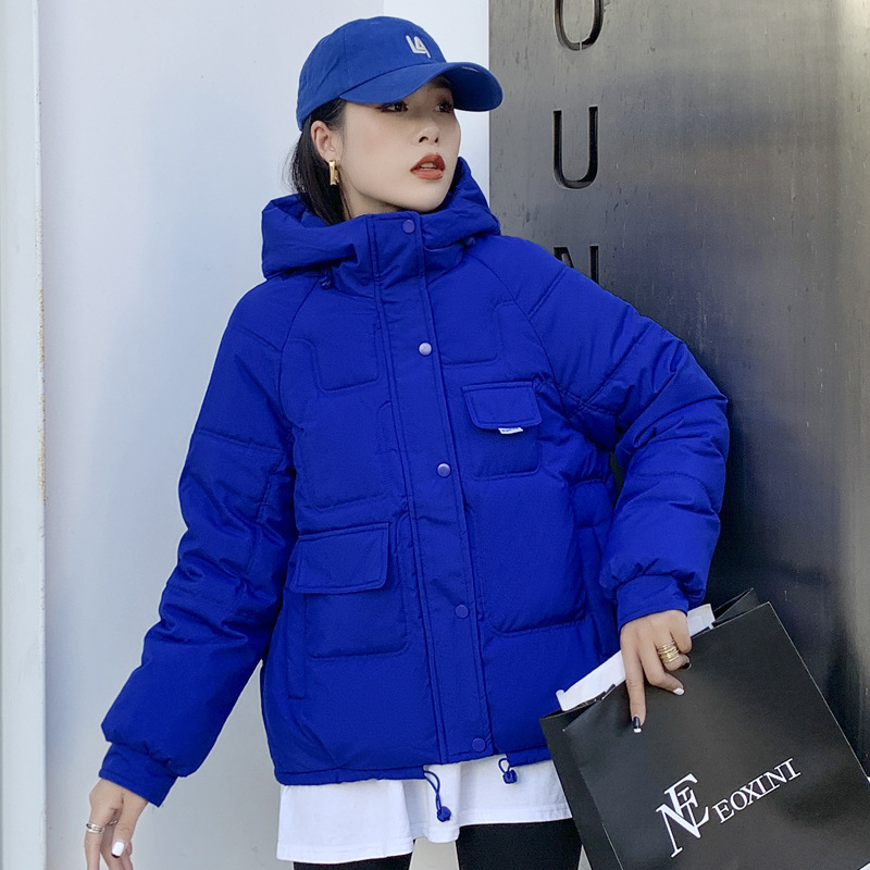 2024新款女式短款冬季连帽保暖棉衣外套