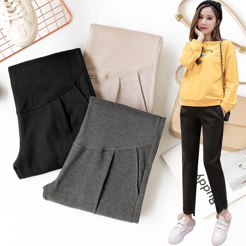 迪鲁奥(DILUAO)孕妇裤子2021秋冬新款休闲裤韩版托腹女小脚烟管裤孕妇外穿裤秋季图片