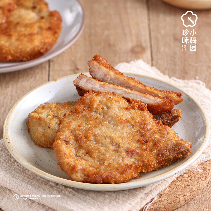 苏宁极物X珍味小梅园 黄金炸猪排片350g*3盒 快手菜冷冻油炸猪扒肉