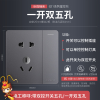 德力西 电源开关插座面板 86型插座面板 821系列 五孔插座套餐 CD821 星空灰