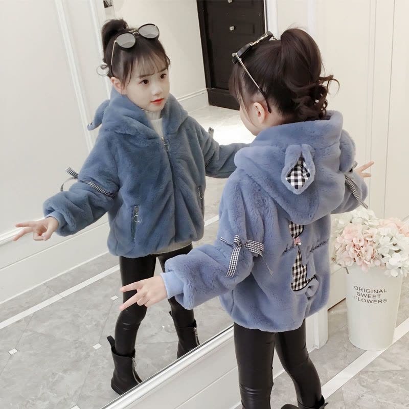 女童秋冬外套2019新款洋气中长款加棉加绒儿童冬季女孩棉大衣棉服图片
