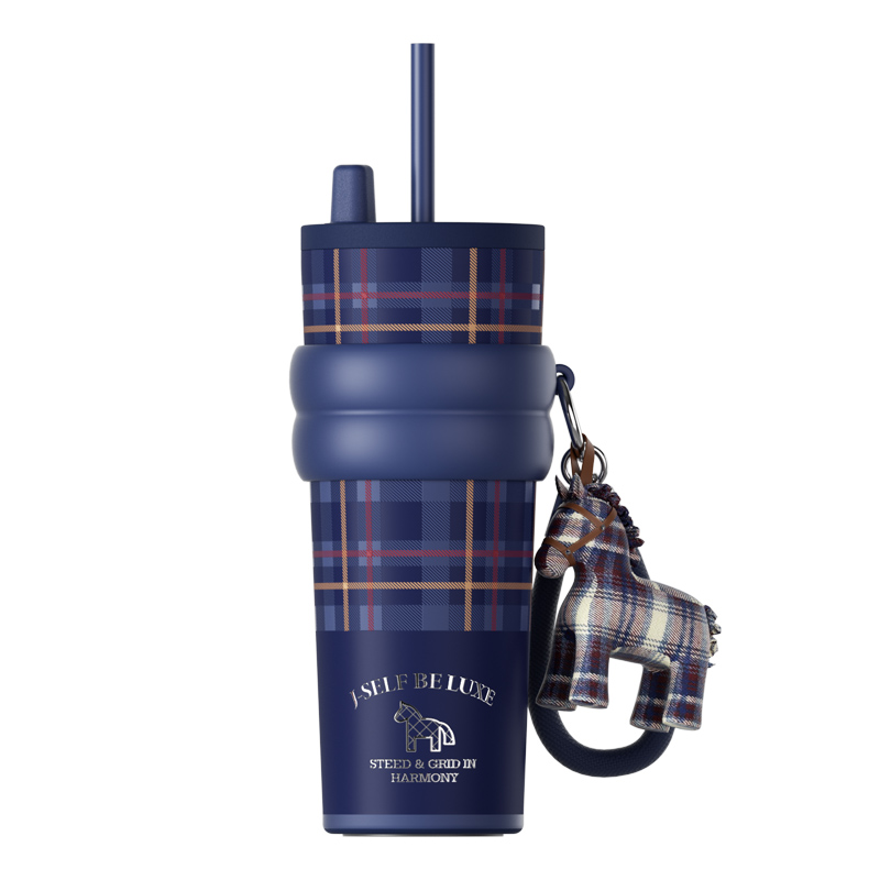 世大家 极光星夜吸管杯(不含帆布袋)710ml陶瓷-蓝纹骥韵(蓝)