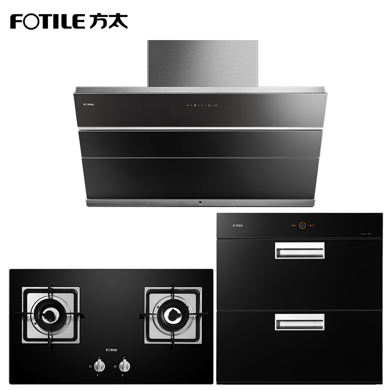 方太(FOTILE) 19立方侧吸式风魔方 触控式抽油烟机燃气灶消毒柜三件套 JQ22TS+GT6BE+J45ES