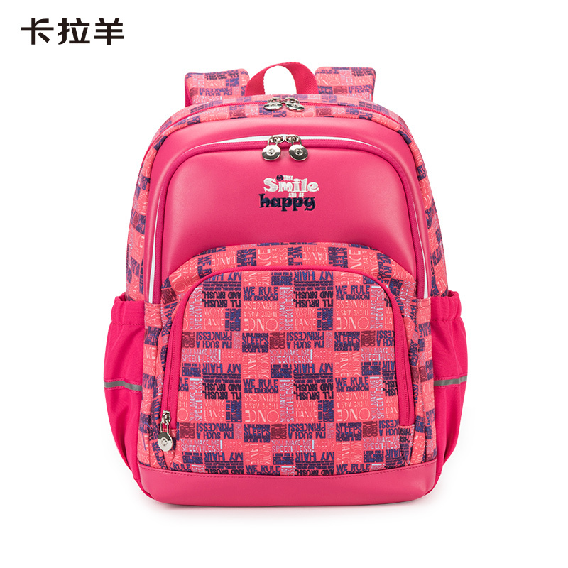 卡拉羊小学生书包印花男女儿童双肩包减负护脊双肩背包日韩潮视频