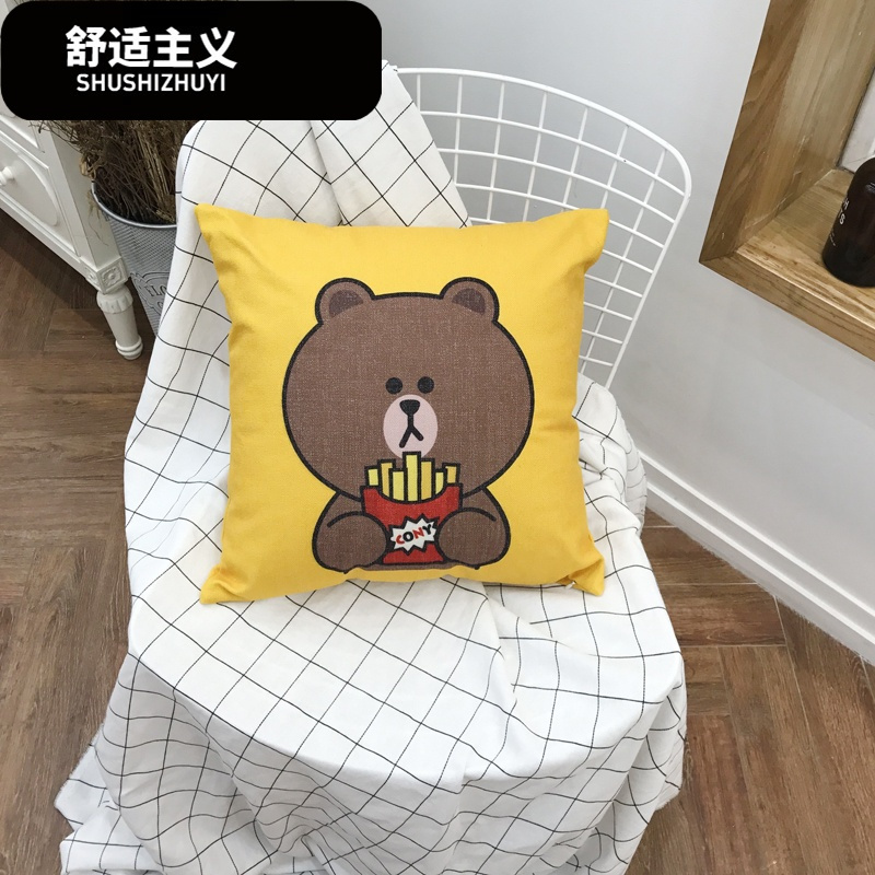 双面北欧韩式枕头棉麻可爱沙抱枕卡通靠垫汽车腰枕床头飘窗靠枕