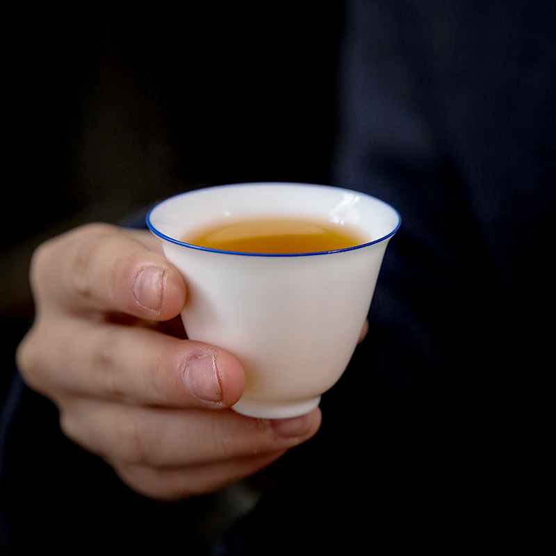 言艺(yanyi) 功夫茶具套装 陶瓷茶盘茶台 陶瓷茶壶茶海家用简约茶具 如初盖碗茶礼干泡组(蓝)