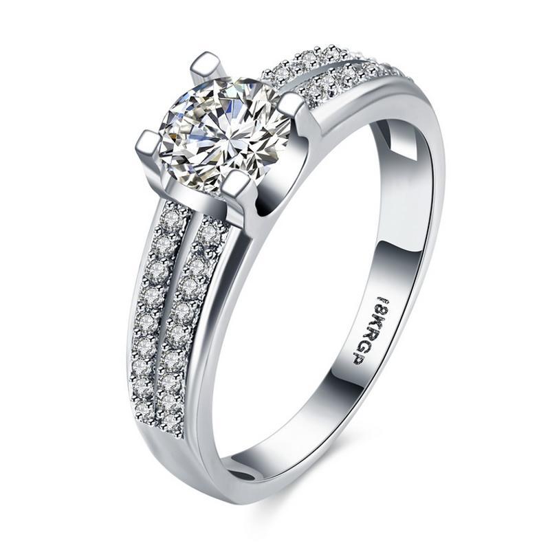 R836-CCouple Love Gold Rings铂金订婚戒指男女钻石情侣简约日韩送女朋友七夕情人节礼物