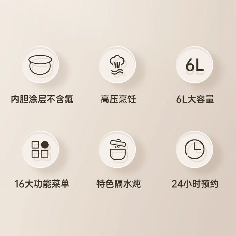 苏宁宜品电压力锅HT02-06 6升黑色珐琅内胆高清大图