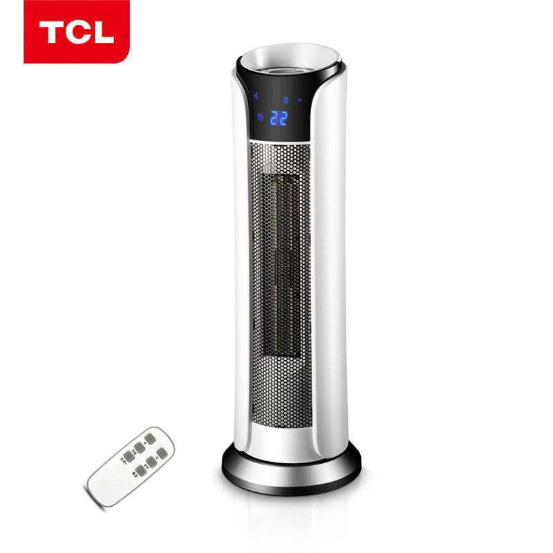 TCL 暖风机 TN-QG20-T8NR 遥控 家用暖风机办公室摇头电暖器热风扇立式节能省电暖气 白金