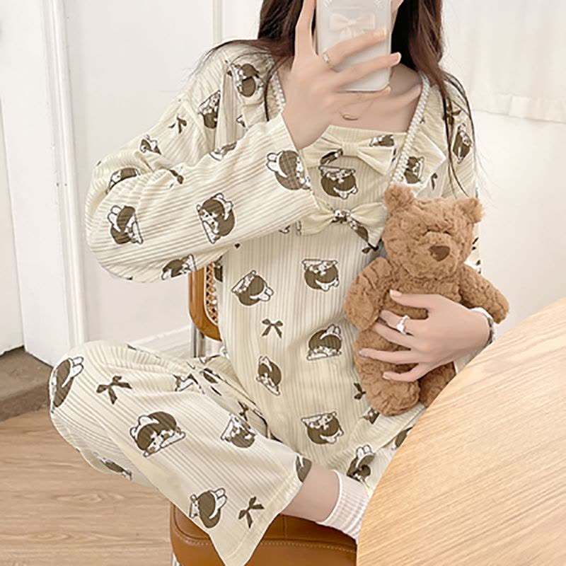 睡衣女春秋款棉质长袖2022年新款网红风可爱公主风薄款家居服莎丞图片