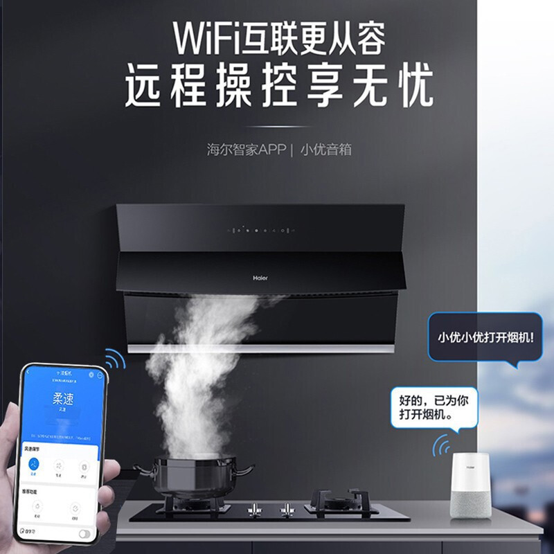 Haier/海尔抽油烟机爆炒20立方大吸力CXW-219-EC900U1家用侧吸式抽烟机大吸力挥手控制WIFI智能控制高清大图