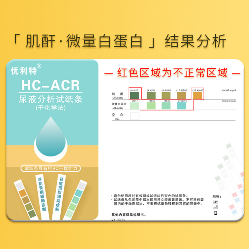 优利特HC-ACR肌酐微量白蛋白尿液分析试纸条尿液检测尿液分析仪高清大图