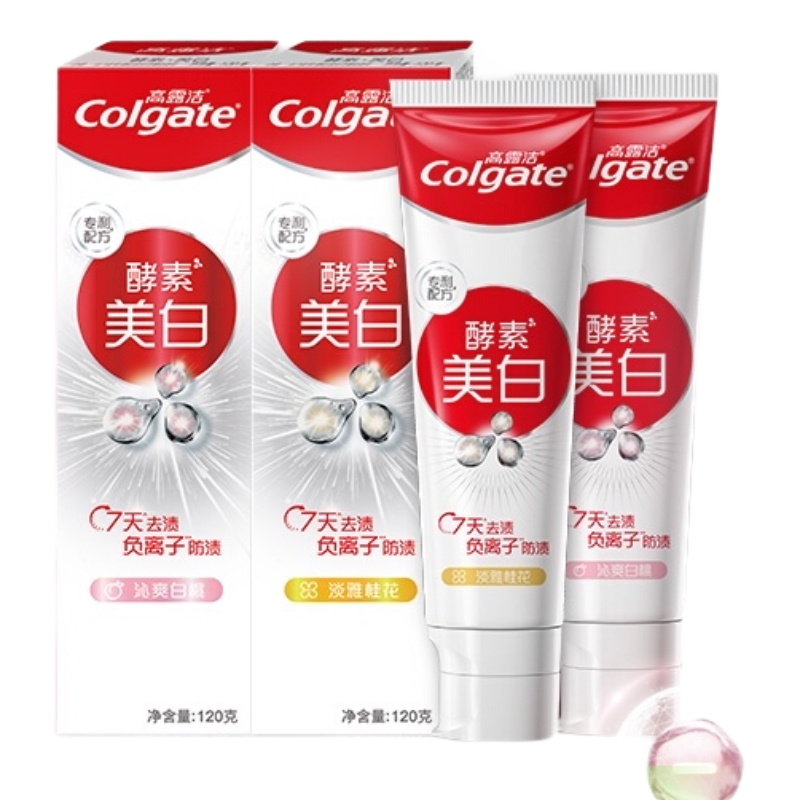 高露洁美白牙膏沁爽 白桃味 120g*2支