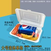 (大号单格餐盒)100个 一次性环保餐盒白色两格三格饭盒外卖打包便当长方形塑料盒子