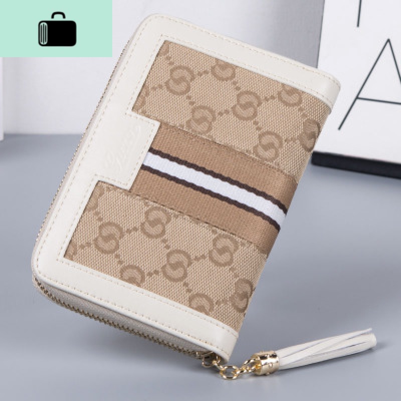 钱包女士短款ins简约皮夹森系折叠三折小钱包2020新款多功能卡包NEW LAKE 拉链款米白色