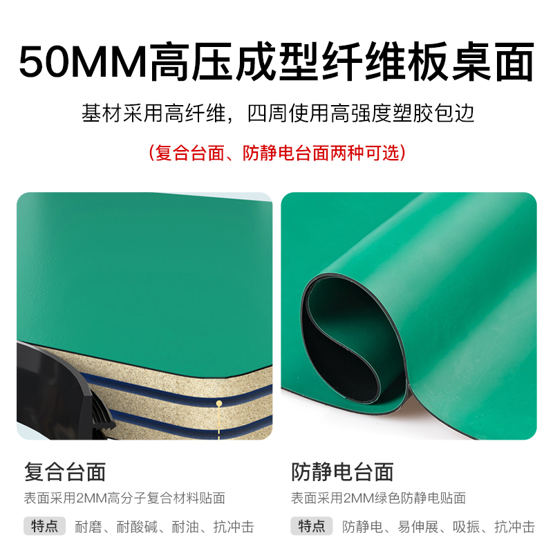 尔迈 防静电工作台操作台车间工具桌重型钳工工作台1.5米横三抽 BK款