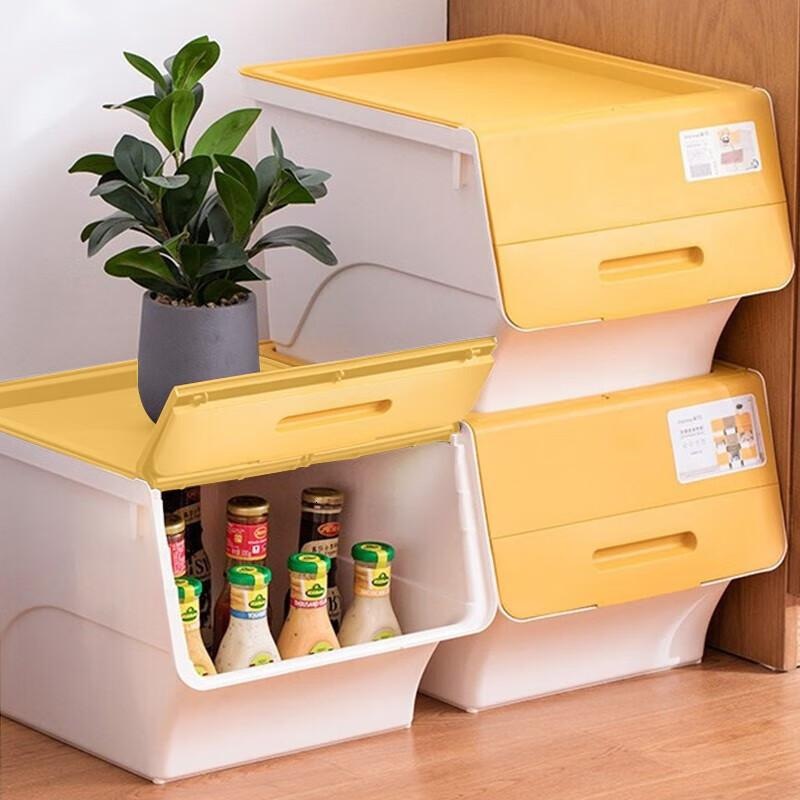 茶花(CHAHUA) 塑料衣物收纳箱棉被整理箱34L黄色3个装 990141高清大图
