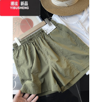 YIBUSHENG试衣间！199+！松紧腰抽绳工装运动薄款短裤吸汗速干休闲裤女E9 S 深橄榄色