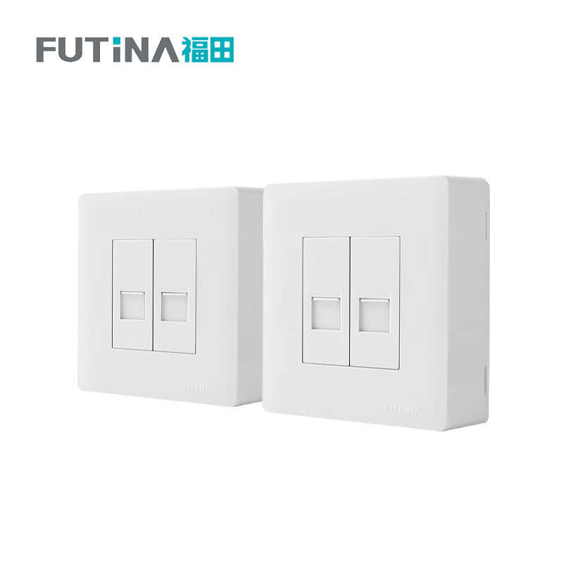 福田 插座 明装开关插座面板明线家用墙壁 明装一位电话一位电脑 单位:个高清大图