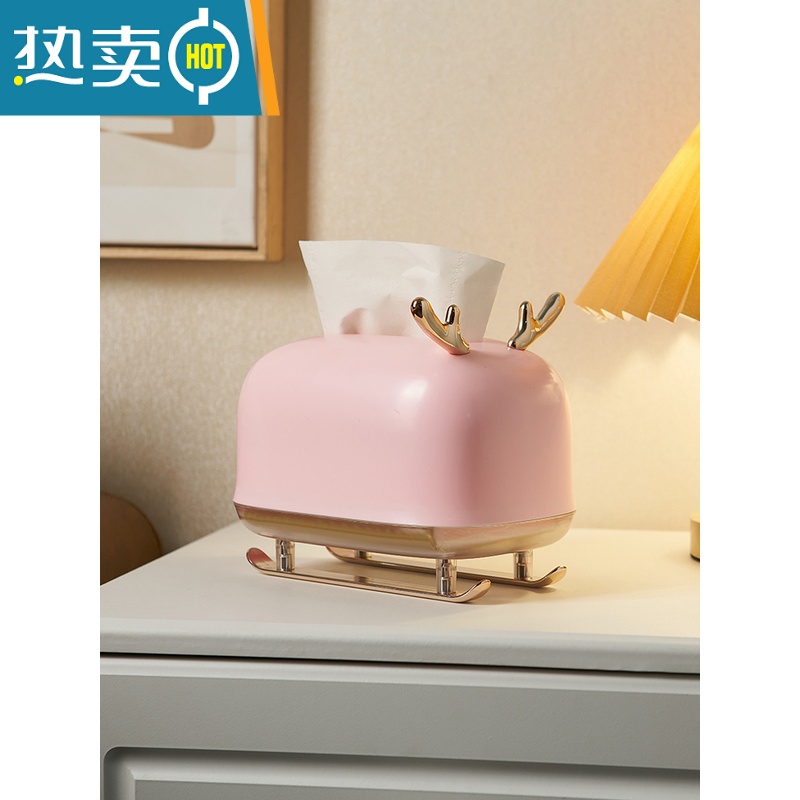 敬平现代简约创意抽纸盒摆件轻奢客厅收纳餐桌茶几家用装饰纸巾盒 !雪地精灵-小白高清大图