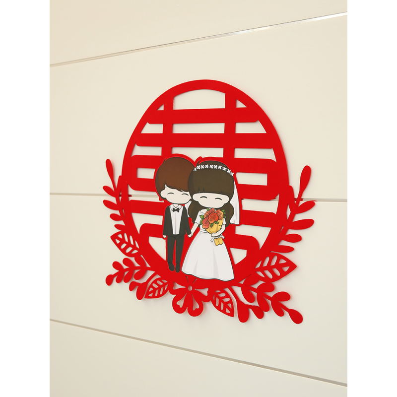 结婚用品婚房布置喜字装饰无纺布喜字贴纸贴房门婚礼布置囍字窗花