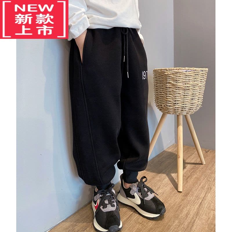 可莉允男童加绒运动裤冬季加厚保暖新款2022韩版休闲自制款儿童冬装裤子保暖裤图片