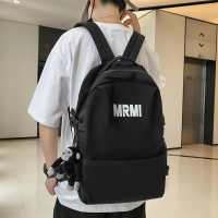 2021新款书包女韩版中学生高中大学生ins夏日系印花大容量双肩包 黑色送猩猩挂件