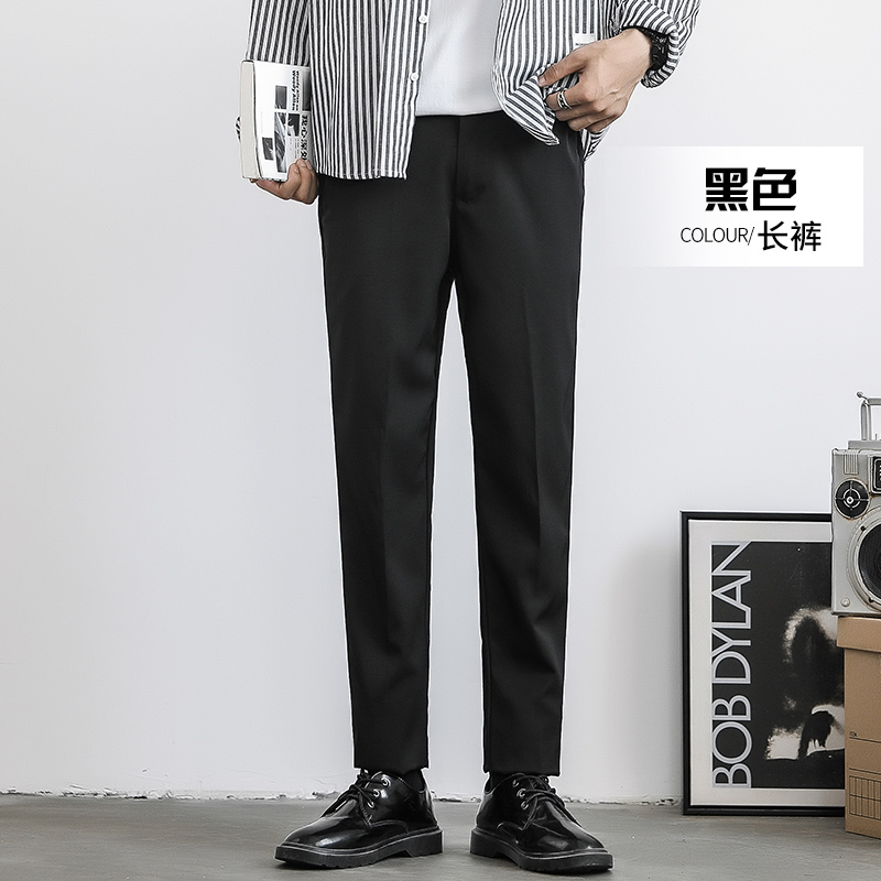 值得男装dk制服jk西装裤子男季炸街痞帅日系oversize直筒阔腿休闲长裤_244 1条59【黑色长裤【弹力】 32
