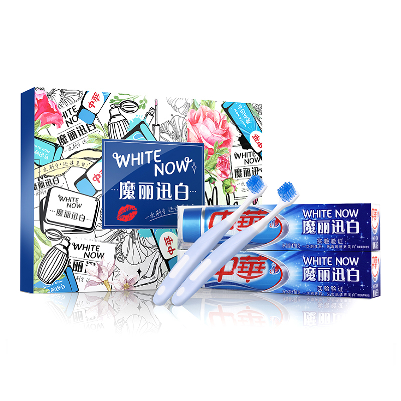 中华 (Zhong Hua) 魔丽迅白牙膏酷爽薄荷味170g*2+牙刷*2[联合利华](新旧包装随机发货)高清大图