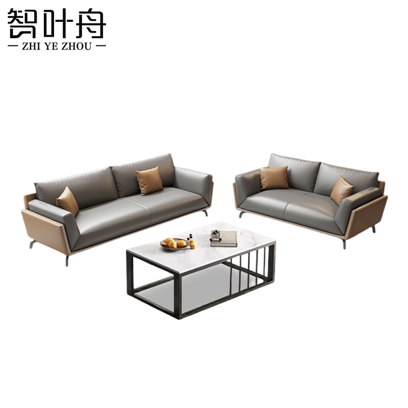 智叶舟沙发茶几组合200*90*80cm(3+2+茶几)套高清大图