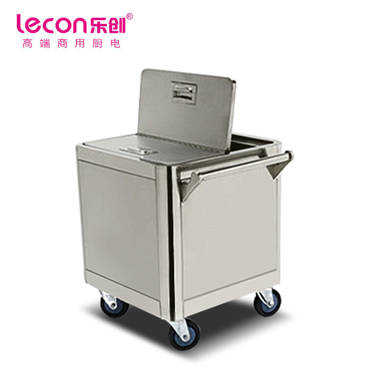 乐创（lecon）LC-J-MFC02商用面粉车 50KG粮食干货面粉储备箱不锈钢推车