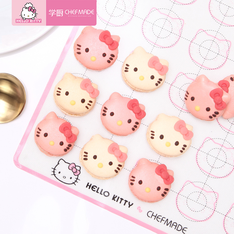 学厨 27*27cm马卡龙硅胶垫 HELLO KITTY 烘焙工具 防滑案板硅胶面板擀面垫 揉面垫 和面垫 KT7053