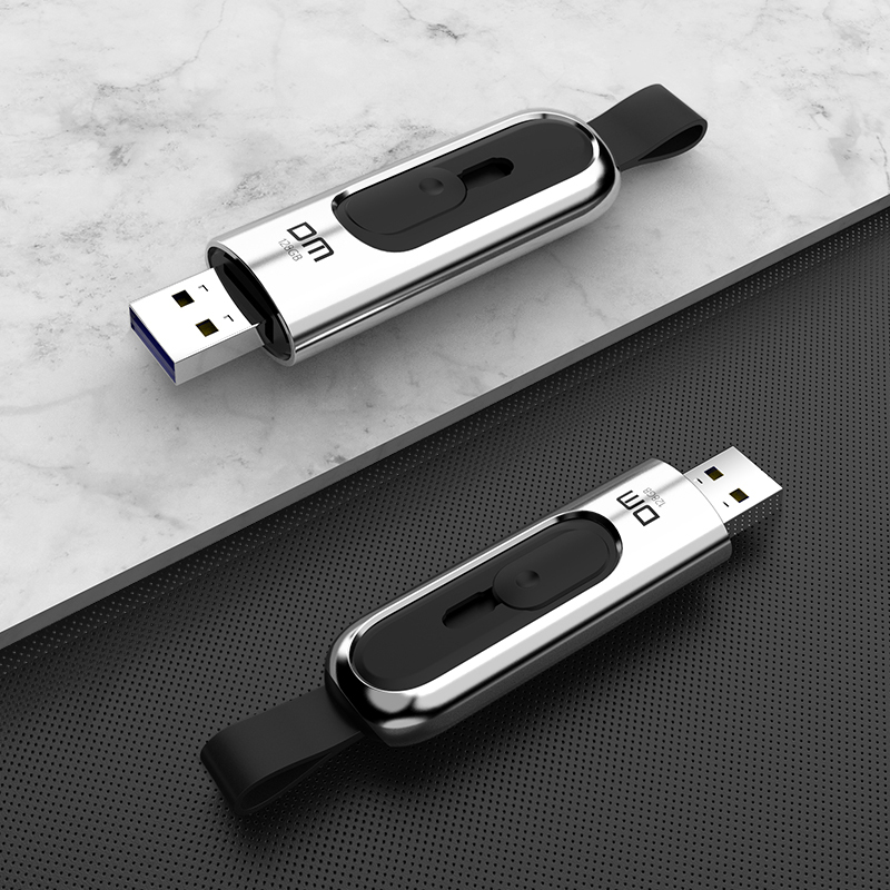 DM 128GB USB3.1 U盘 承影PD165 银色 推拉保护高速电脑u盘 金属车载优盘