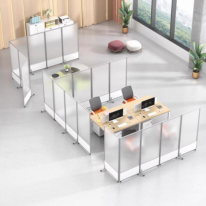 苏宁 质凡 办公室可移动活动挡板折叠屏风隔断(磨砂亚克力)/ZF-GD021/1.0米宽*2.0米高高清大图