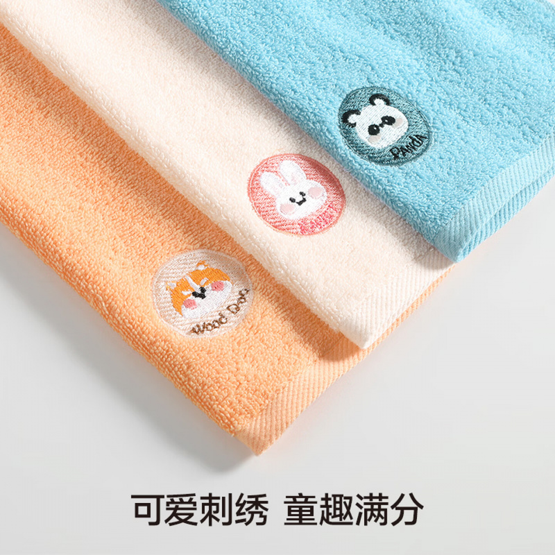 无印良品儿童毛巾3条装7A级抗菌新疆棉A类纯棉柔软亲肤适合宝宝毛巾口水巾高清大图