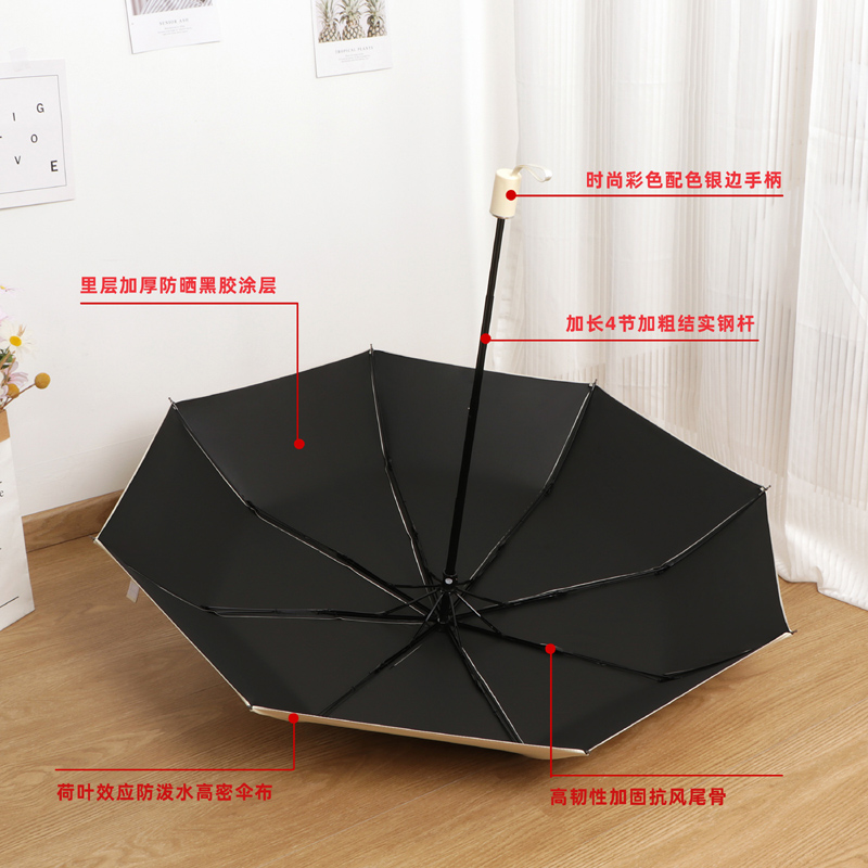 [补贴10%]晴雨伞两用自动折叠便携定制LOGO高颜值防晒紫外线遮阳太阳伞男女高清大图