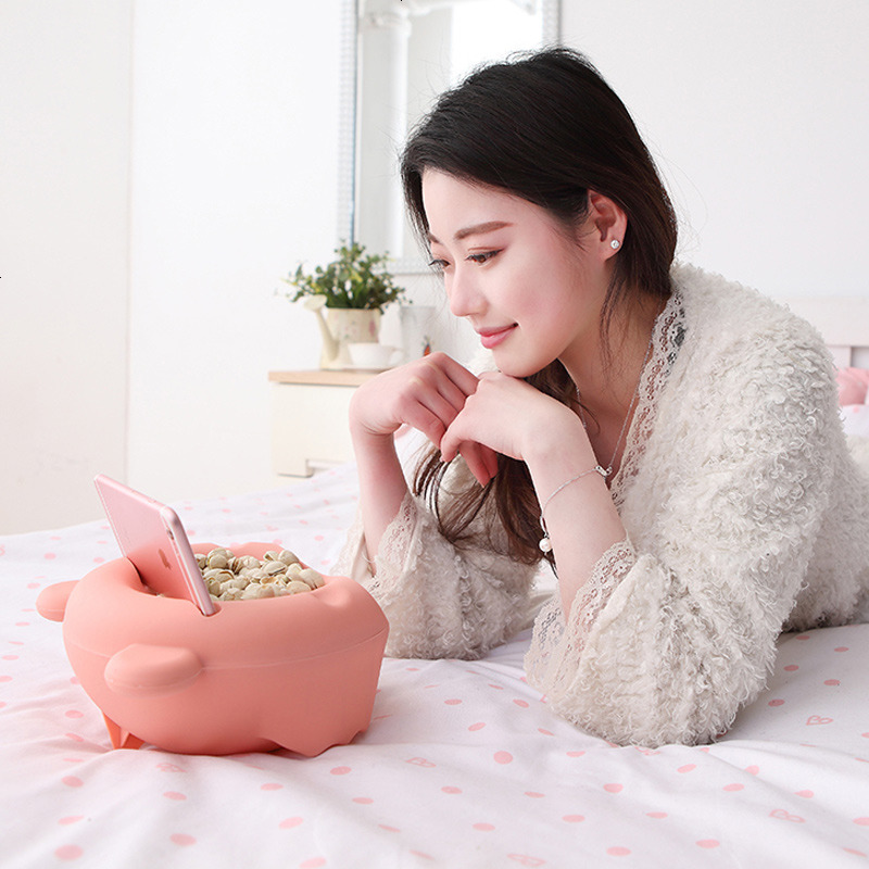 Enyakids双层瓜子盘客厅塑料干果盘懒人嗑瓜子神器干果盒家用水果盘