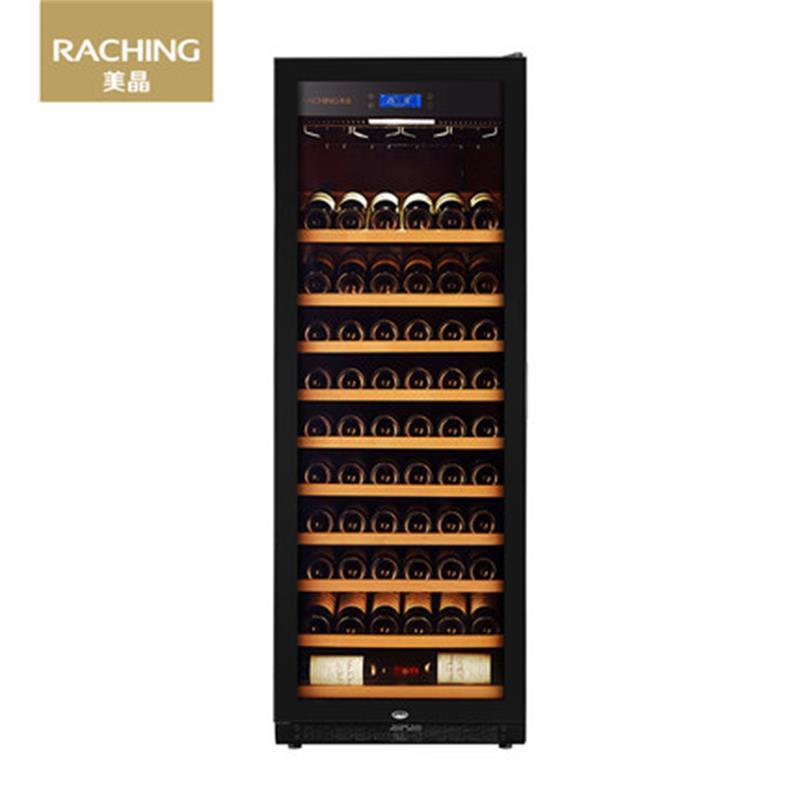 Raching/美晶 RC670S 红酒柜恒温冰箱酒柜实木家用酒柜茶叶冷藏柜 冰吧70-90瓶装 黑色带挂杯