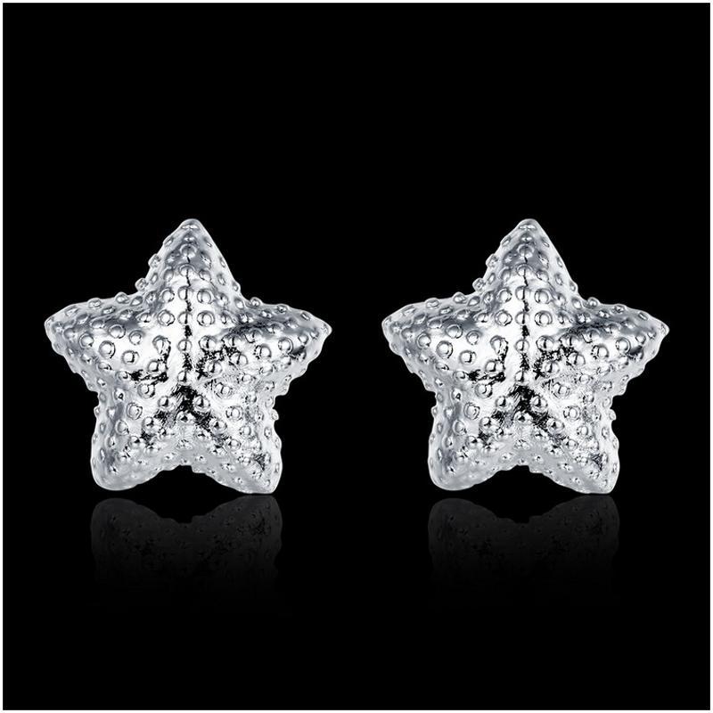 E032 Women silver plated earring 镀925纯银耳钉时尚清新耳环女