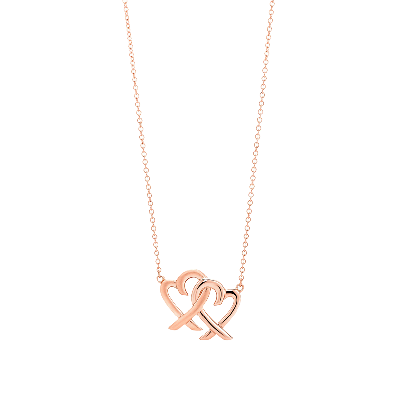 TIFFANY&CO.蒂芙尼Paloma Picasso女士18k金双镂空爱心形扣环项链