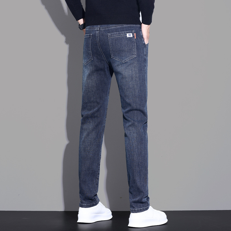 常规加绒牛仔裤男秋冬直筒修身显瘦百搭轻奢时尚休闲潮牌男装 7605雾霾蓝常规 34（2尺7）160斤