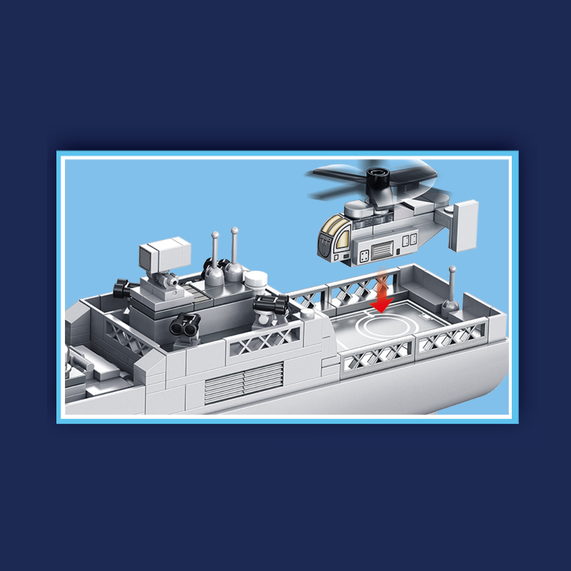 兼容乐高积木军事海陆052d导弹驱逐舰山东舰军舰航母益智拼装玩具