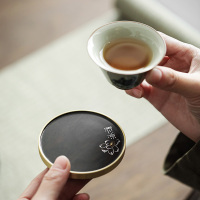領藝 优选茶杯垫重竹黄铜实木制隔热防烫茶道功夫茶具配件套装